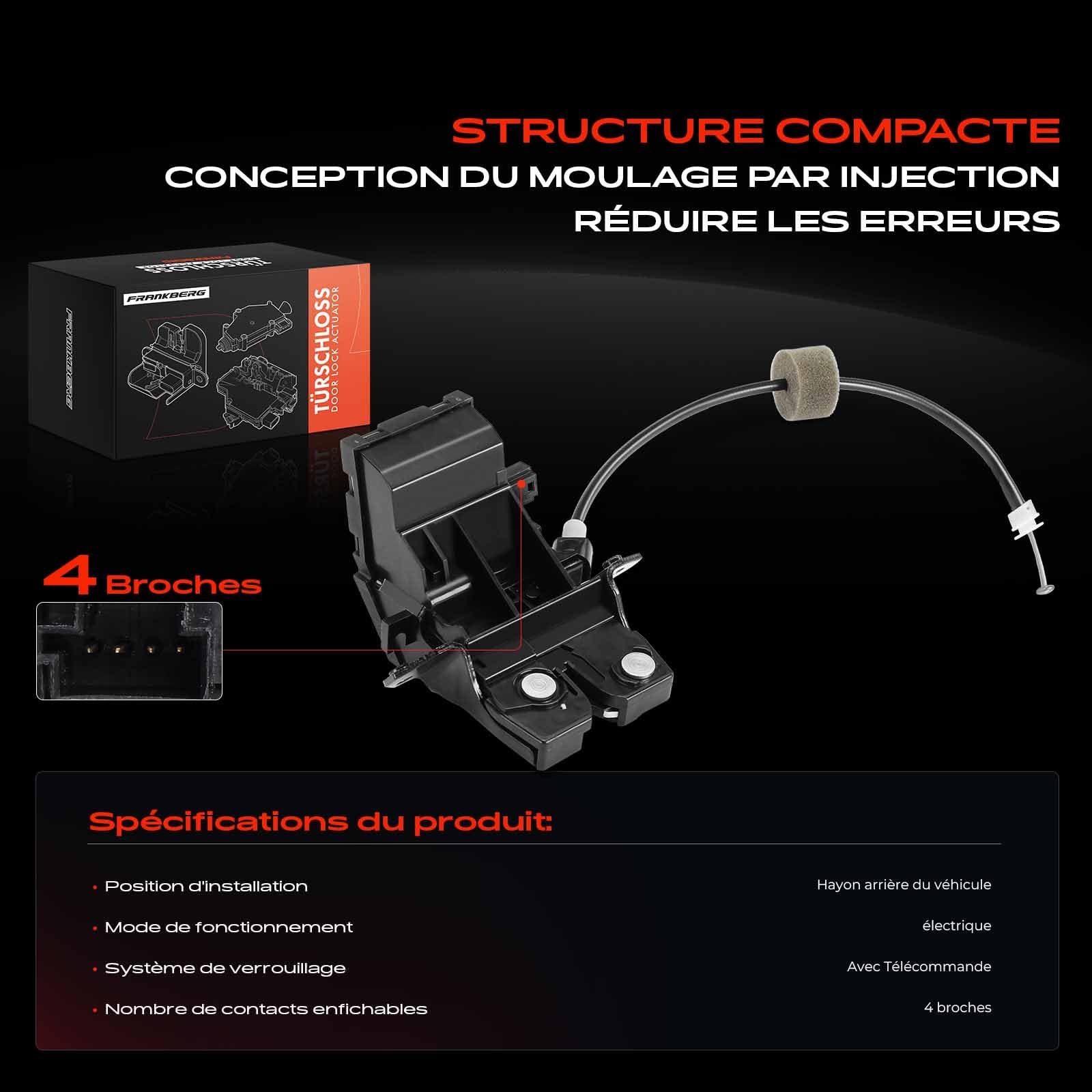 Frankberg 1x Serrure de Coffre Hayon Hayon Compatible avec Classe C W203 C180 C200 C220 C230 C240 C270 C280 C30 AM.G C32 AM.G C320 C350 1.8L-5.4L 2000-2007 Remplacer# 1717500185