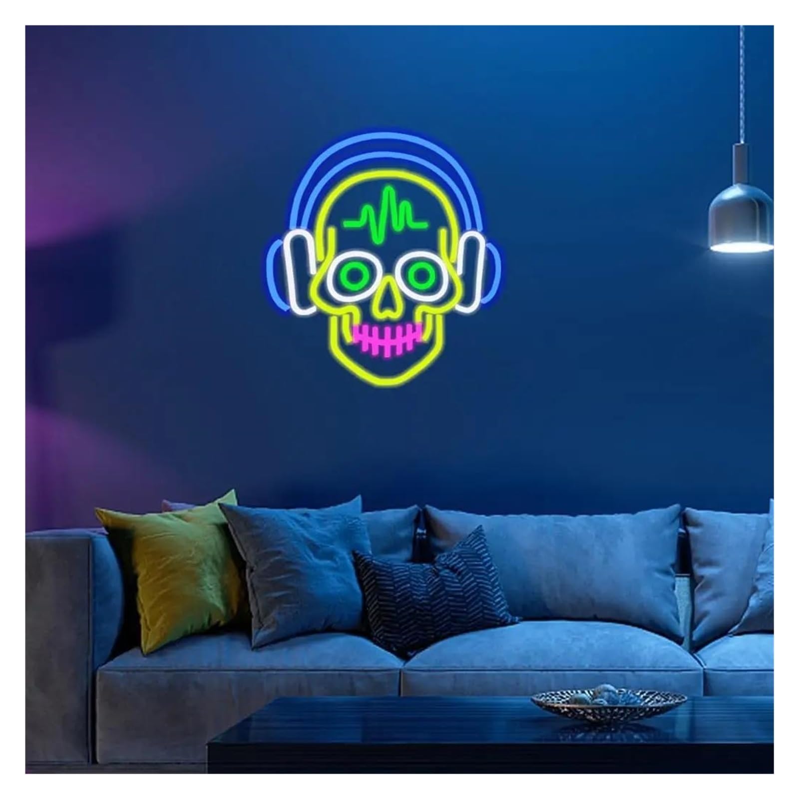 Luz de Diseño de Digital Lámpara De Neón LED Regulable Con Forma De Calavera Para Pared, Fiesta, Club, Bar, Sala De Juegos, Sorpresa De Cumpleaños 32,5X34,5Cm