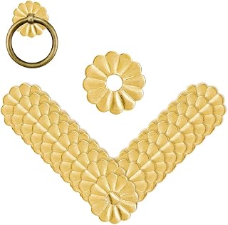 SUPERFINDINGS 30Pcs Round Brass Backplate Washers Gold Gasket 24mm/1Inch Flower Hardware Classical Furniture Hardware Accessories for Drawer Dresser Closet Decoration
