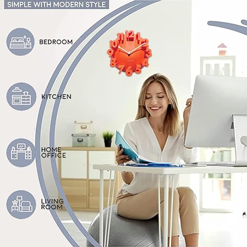 Miniatura 4 de Gigicloud Reloj de pared 3D, moderno reloj digital moderno de cuarzo redondo para el hogar, sala de estar, cocina, dormitorio, oficina, decoración