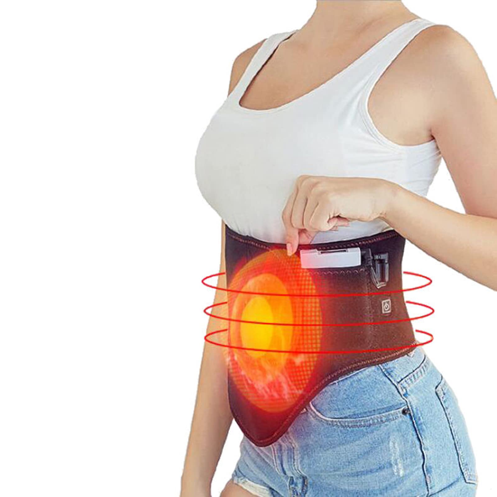 Almohadilla térmica para aliviar el dolor de espalda, soporte de espalda calentado para mujeres, almohadilla térmica inalámbrica para aliviar el dolor de espalda baja, almohadilla térmica de infr