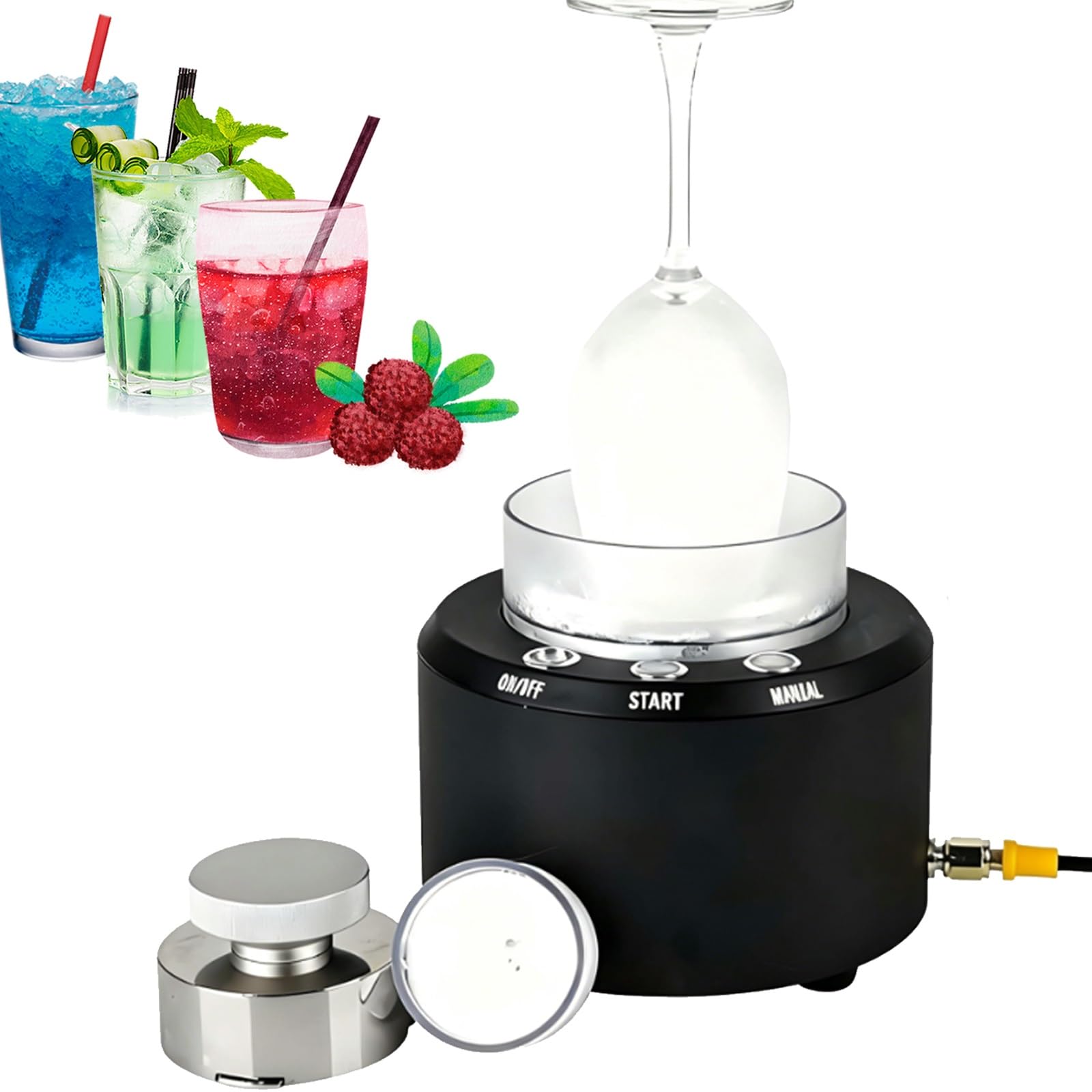 XNXYSMKJ 2-in-1 Dry Ice Machine, Produces 20-30g of Dry Ice & Chills Glasses in 15s, food Grade Dry Ice Maker, for Cocktails,Restaurants
