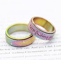 Vista 92 de Titanium Stainless Steel Anxiety Ring for Women Men Fidget Spinner Ring, Size 6-12, Width 6MM, 5-Color: Rose Gold-Rainbow-Silver-Black-Blue