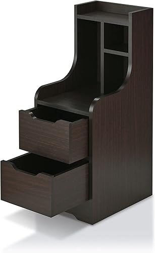 Miniatura 3 de Mesita de noche con 2 cajones de almacenamiento deslizantes, espacio de almacenamiento abierto, mesa auxiliar de diseño moderno para el hogar,