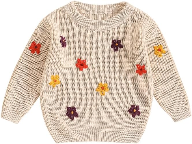 Infant Toddler Baby Girl Knit Sweater Long Sleeve Floral Embroidery Pullover Sweatshirt Warm Fall Winter Clothes Infant Toddler Baby Girl Knit Sweater Long Sleeve Floral Embroidery Pullover Sweatshirt Warm Fall Winter Clothes