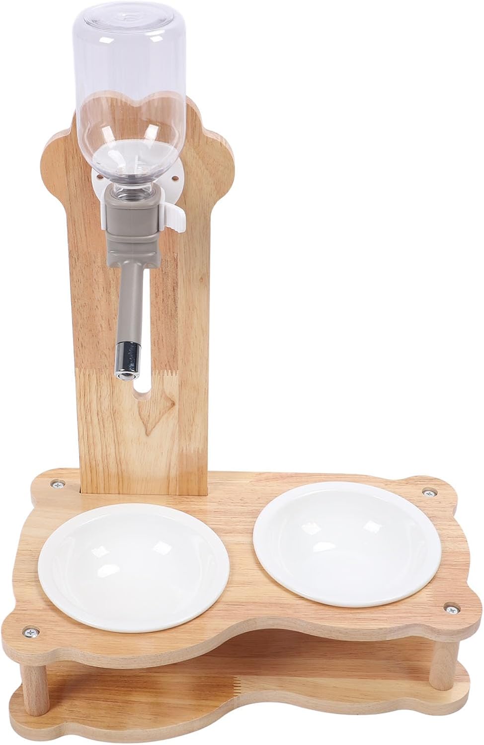 Wood Raised Cat Food Bowls 2 in 1 Automatic Pet Feeder and Water Dispenser Elevated Dog Bowls Stand with Solid Wood Design for Cats Dogs Pets