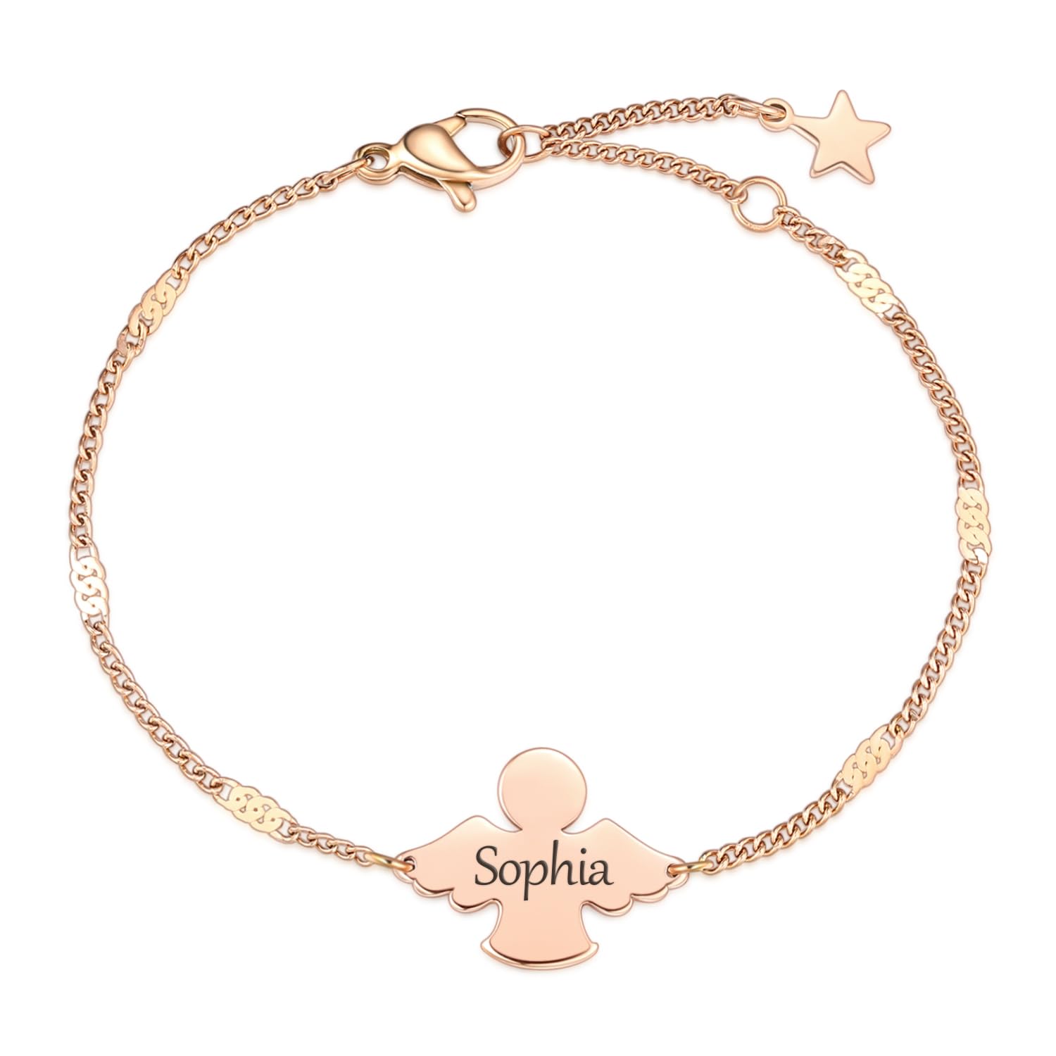 TMT Schutzengel Armband mit Gravur | Personalisiertes Armband mit Namen | Kommunion Geschenke für Mädchen |Taufgeschenke für Mädchen| Einschulung| Geschenk | Armband Mädchen Damen Beste Freundin