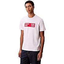 Calvin Klein Uomo T-Shirt Maniche Corte Box Graphic Tee Regular Fit, Bianco (Brilliant White), L