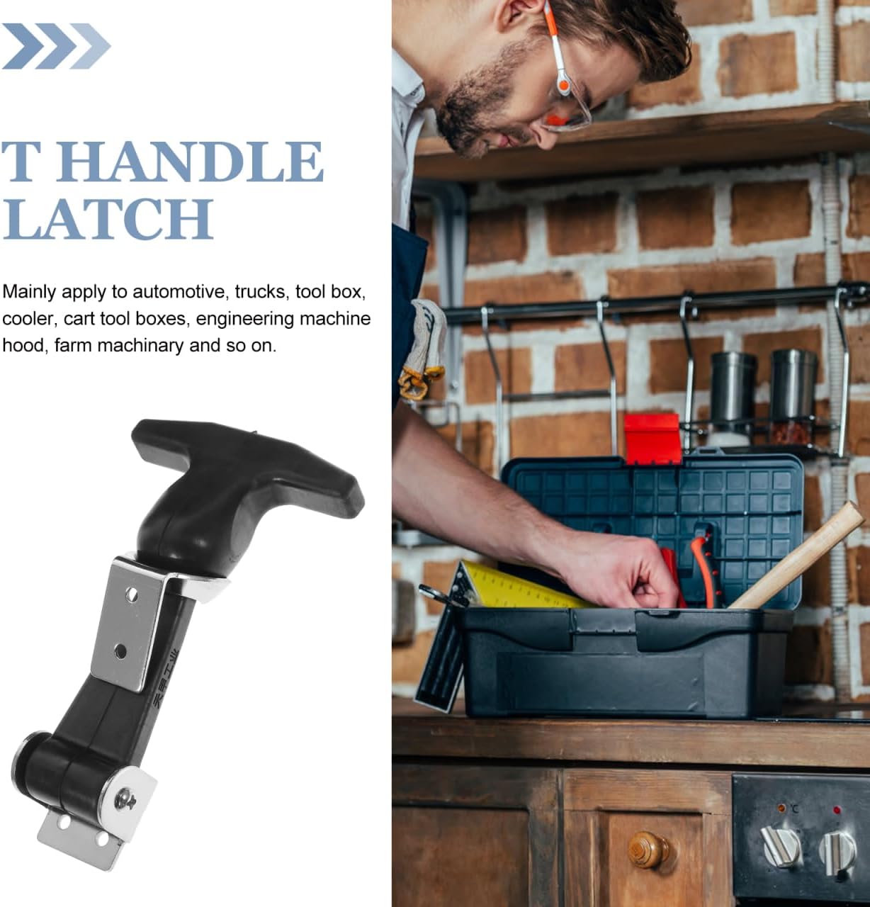 Baluue 2 Pack T-Handle Draw Latches Flexible Stainless Steel Hasp Replacement for Tool Box Cart Truck Hood and Cooler Vibration-Resistant T Handle Latch