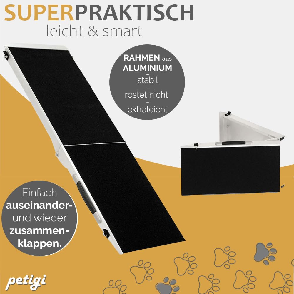 Petigi Rampes pour Chiens pour Voitures Aluminium Antidérapantes Capacité de Charge 70 kg 90 kg 150 kg
