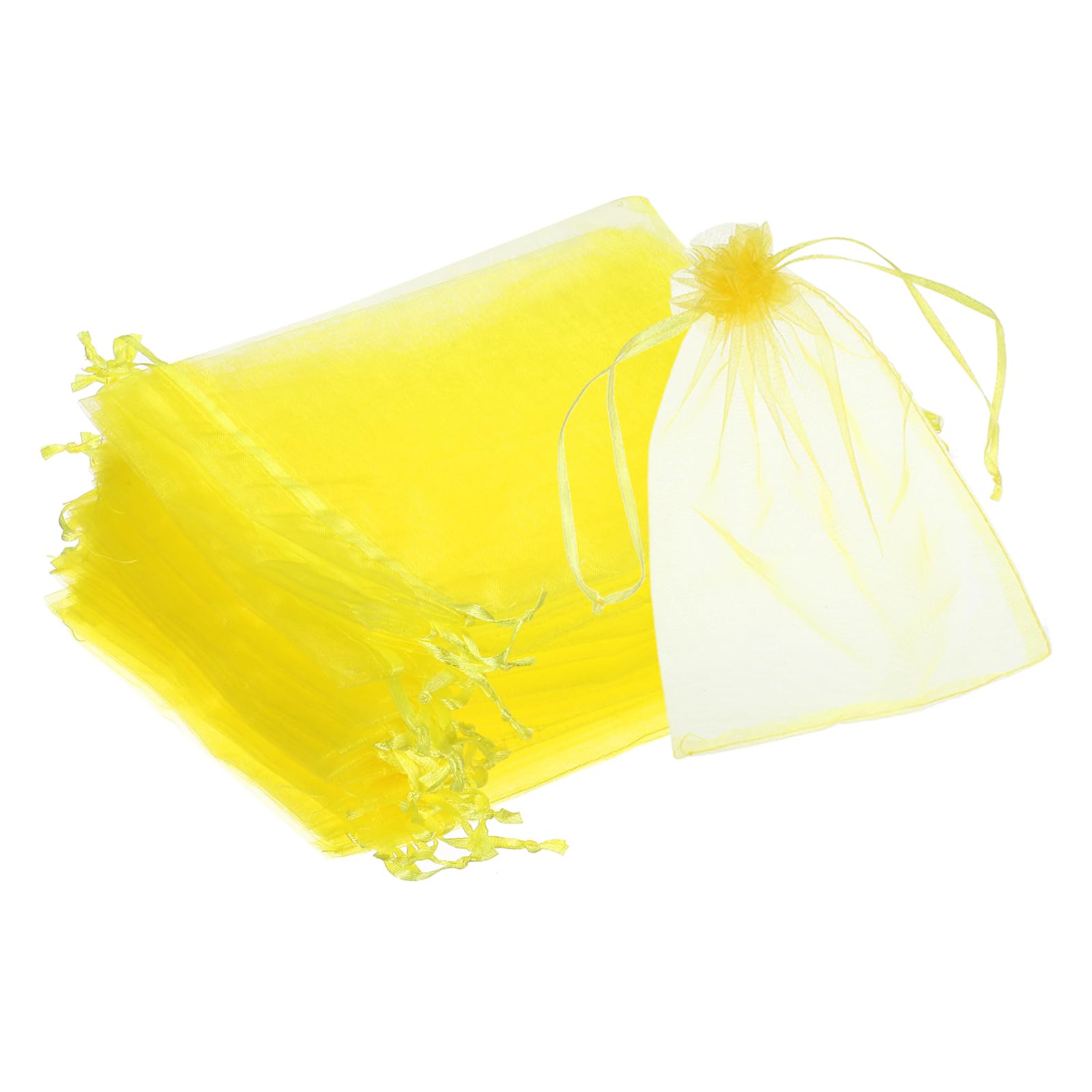 sourcing map 25pcs Organza Bags 15x20cm Drawstring Favor Pouches Sheer Mesh Bag for Gift Jewelry Wedding Party Christmas Candy Yellow