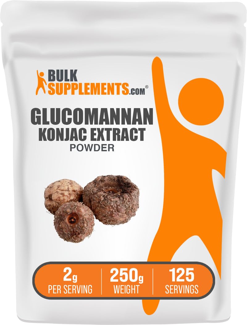 BulkSupplements.com Glucomannan Powder - from Konjac Root Extract Powder, Glucomannan Supplements - Gluten Free, 2g per Serving, 250g (8.8 oz) (Pack of 1)
