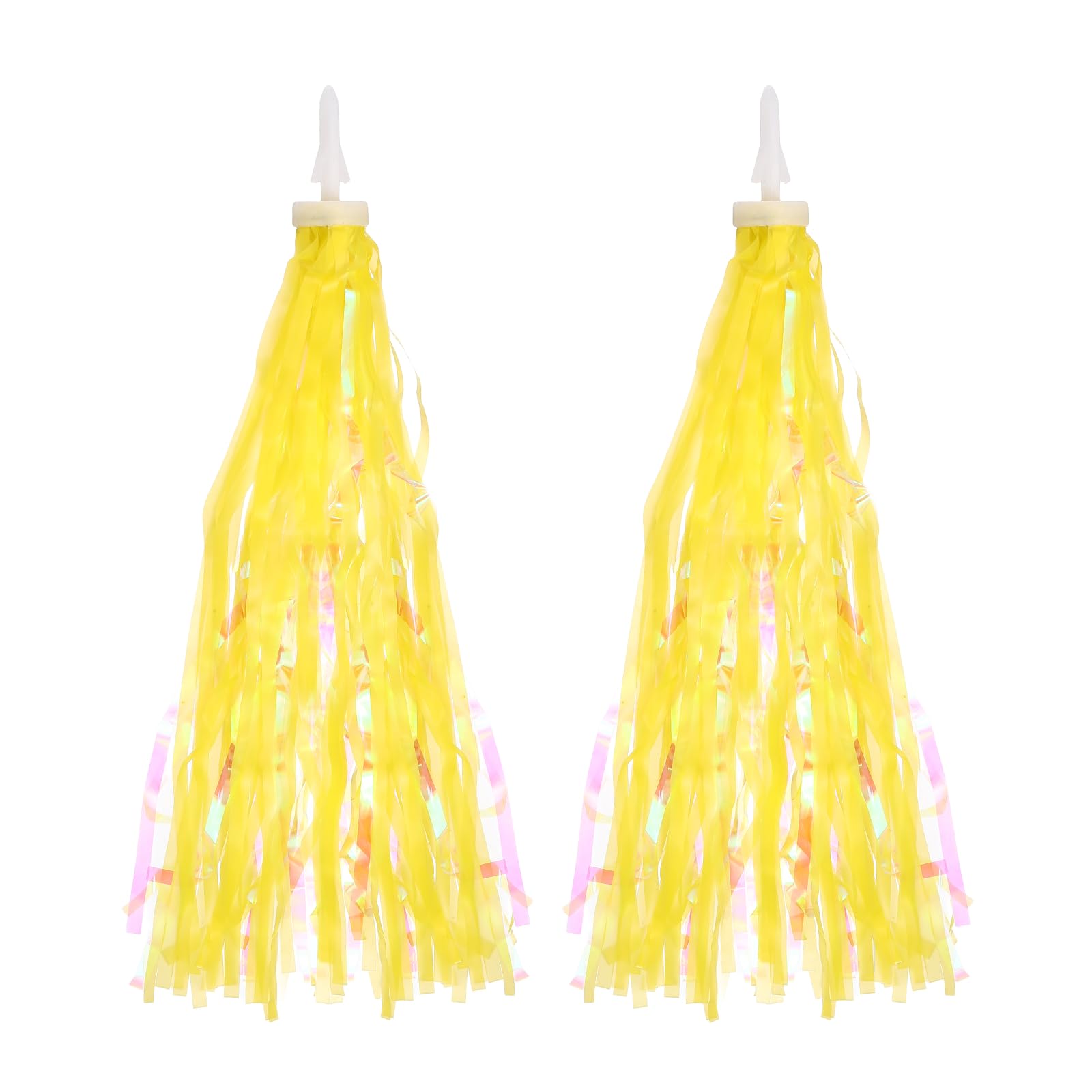 PATIKIL 2Pcs Bike Streamers, Colorful Scooter Handlebar Tassels Grips Ribbon Accessories Decorations for Bicycle Tricycle Handles, Yellow