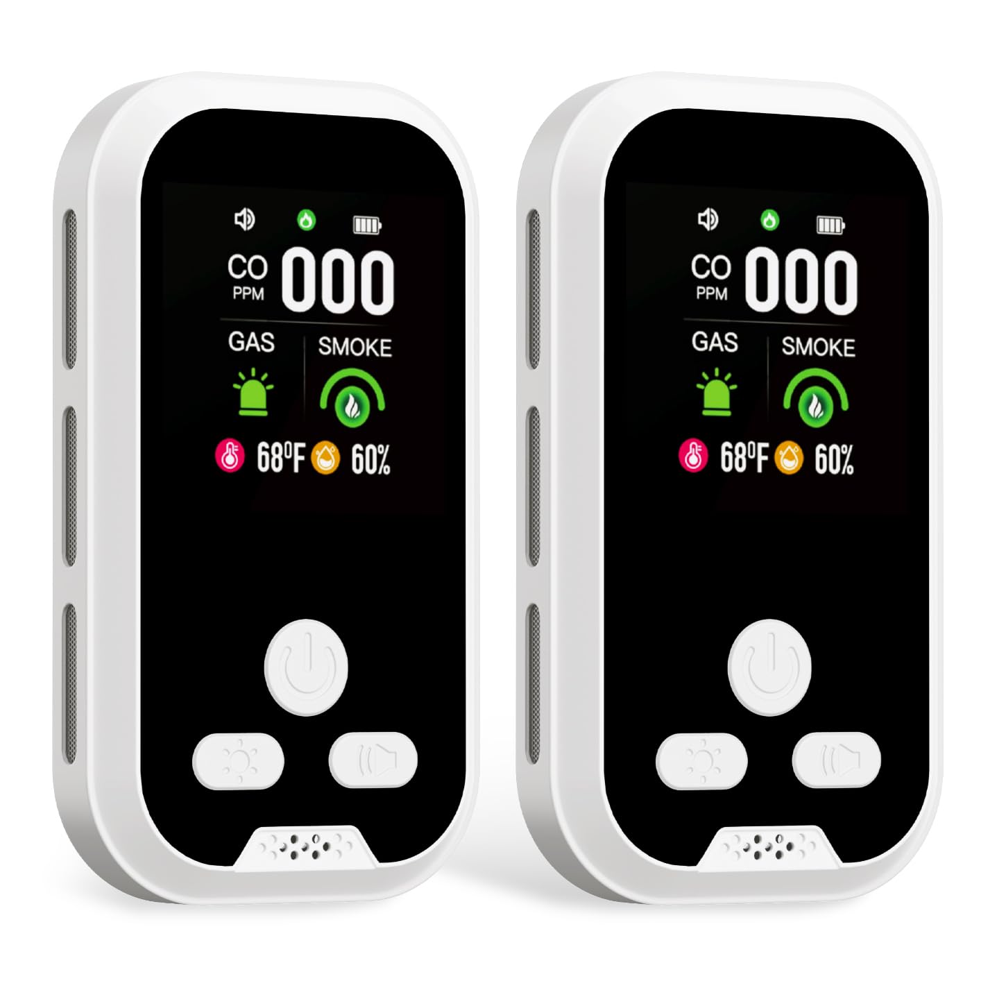 2 Packs Dual-Use 5 in 1 Carbon Monoxide Detectors, CO Detector with Battery Backup and HD Digital Display,Perfect for RV Travel and Home, White