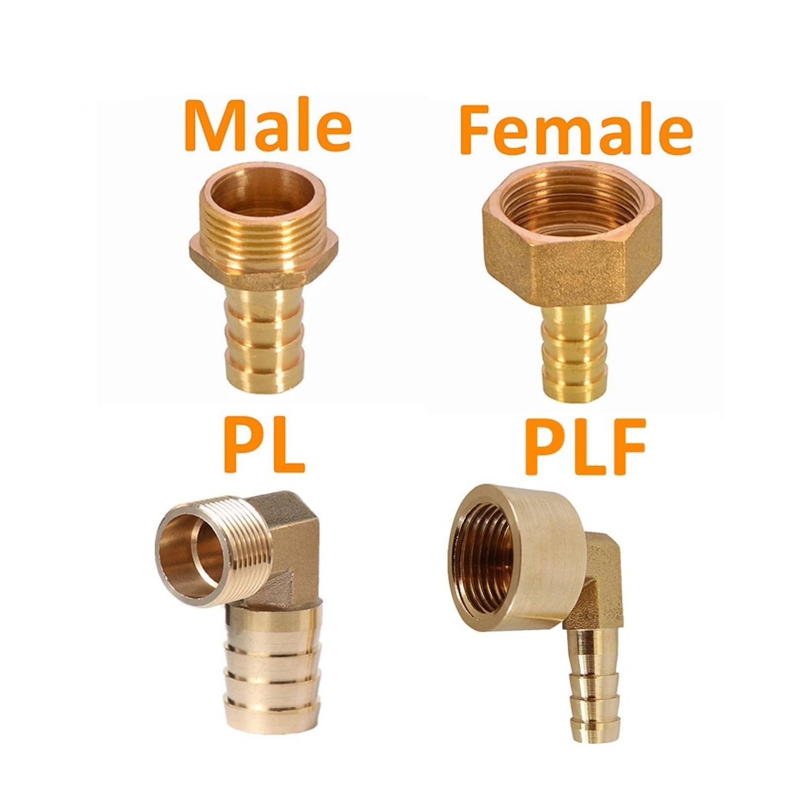 PC PCF PL PLF connector 12mm hose connector hose tail thread 1/8 1/4 3/8 1/2 Brass Pipe Fitting(PLF,12MM BARB_1/2")
