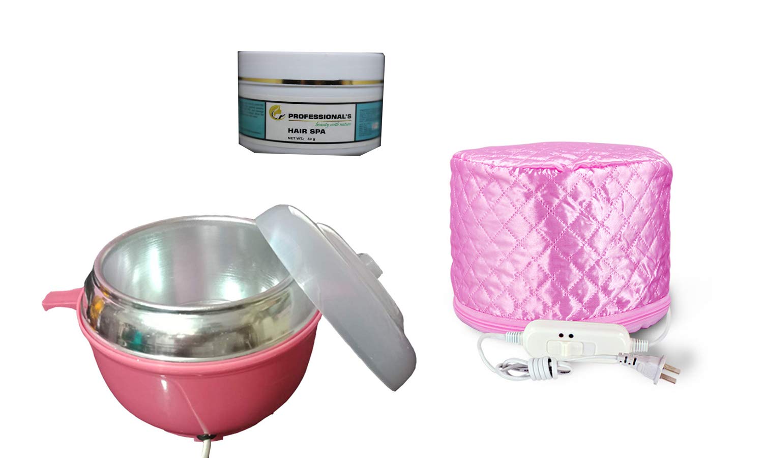 VENIQE Hair Steamer Spa Cap Thermal Treatment Heating Cap With Temperature Control, Spa Cap and Hair spa cream for nourishing hair and Wax heating machine for hair removal (Combo set of 3 pcs))