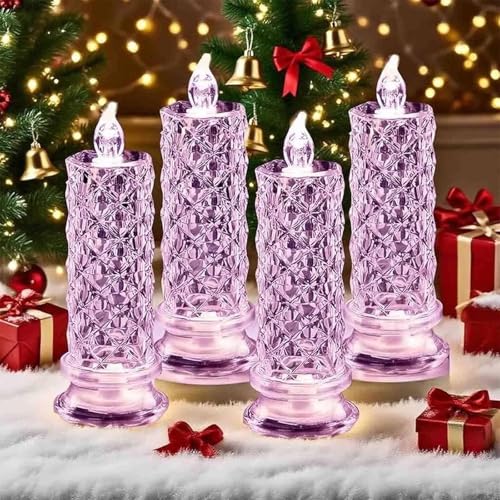 Set Mit 4 LED-Kristallkerzenlichtern, Adventskerzen 4er Set...