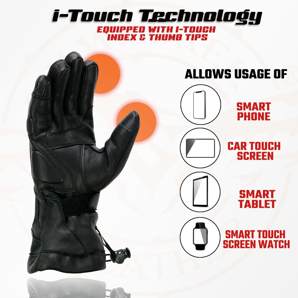 Milwaukee Leather MG7518 Men's Black Deerskin Gauntlet Motorcycle Hand Gloves w/i-Touch Screen Tech - Image 2