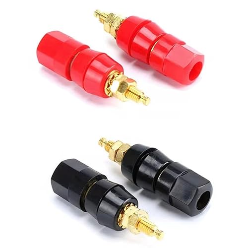 Miniatura 7 de CESS Poste de unión de cabeza hexagonal Banana Jack Panel de zócalo de montaje en chasis, chapado en oro, conector de terminal amplificador, rojo y