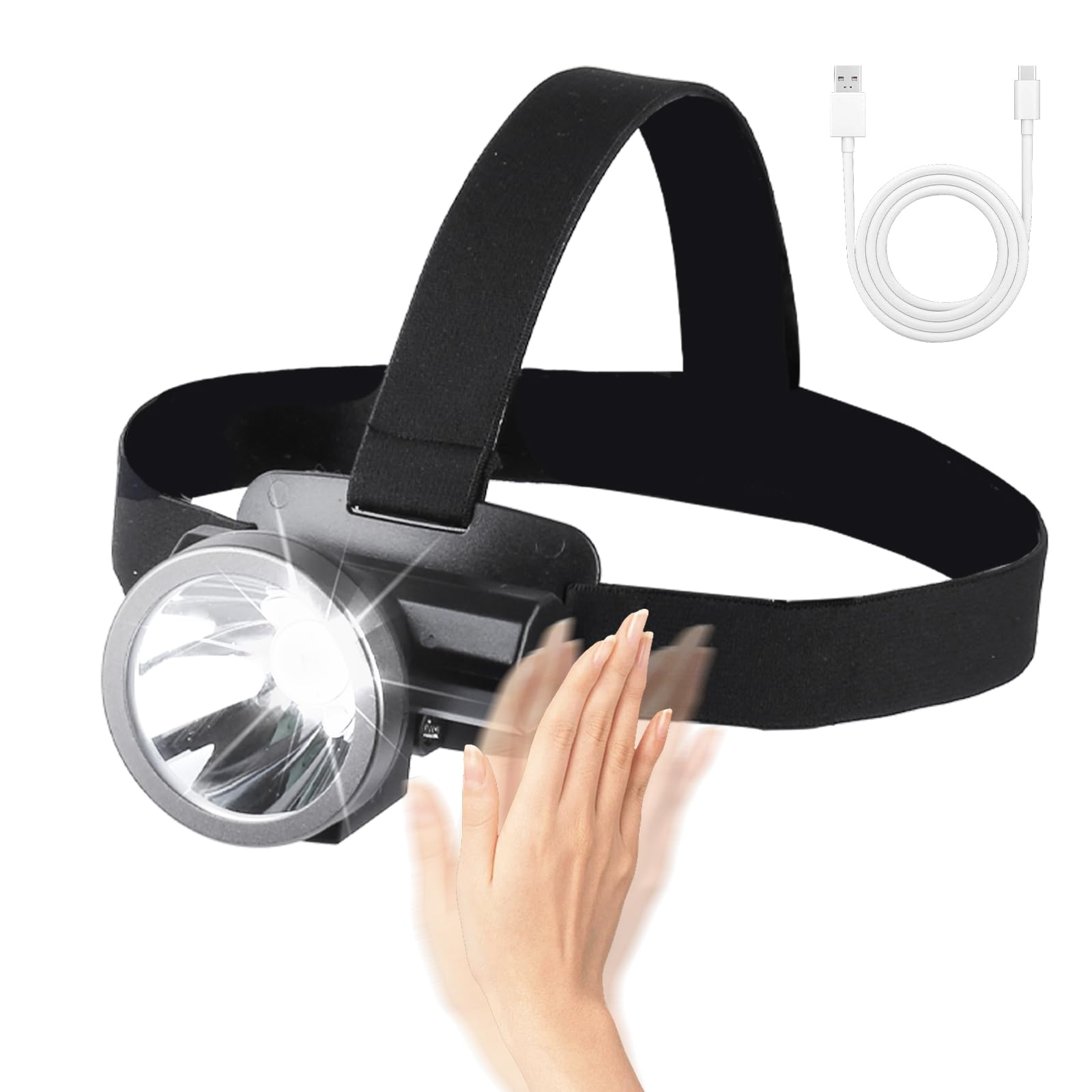 Linterna frontal LED recargable USB C mini luz impermeable para casco 3