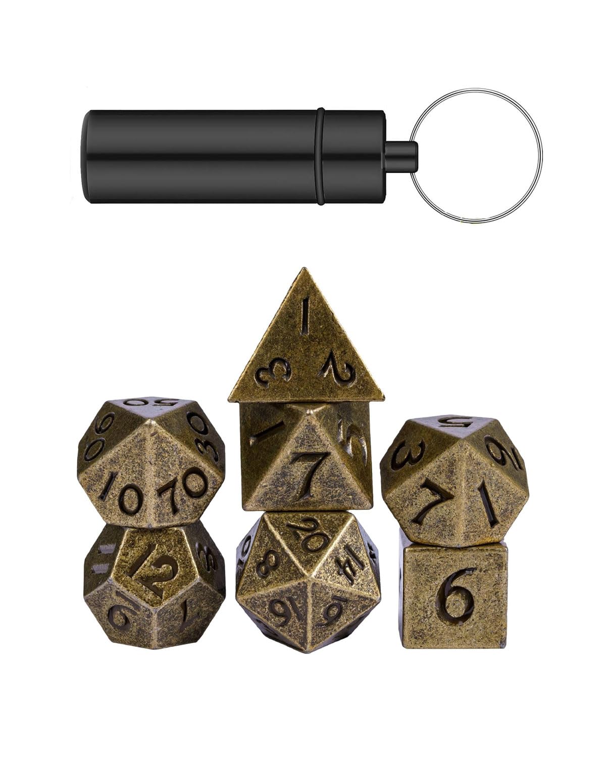 Mini Dadi D&D Set 7 Pezzi Set Dadi, Set Dadi d&d Dadi da Gioco Dadi Poliedrici per Dungeons and Dragons RPG MTG DND Dadi Giochi da Tavolo, con Custodia per Dadi Portachiavi