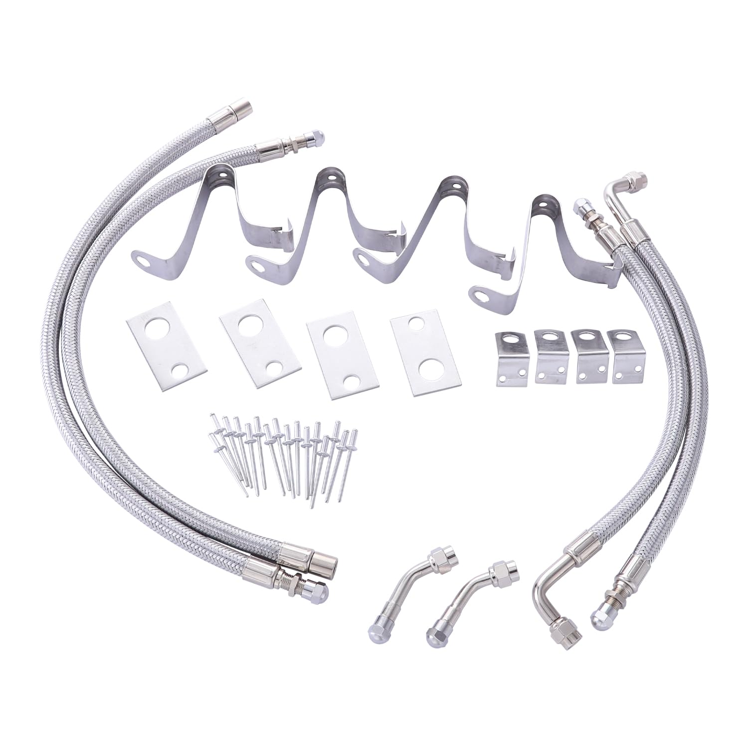 Kit de extensores de vástago de válvula doble, kit de inflado de aire de doble neumático, extensión de vástago de válvula trenzada de acero inoxidable, se adapta a extensión de válvula de neumático