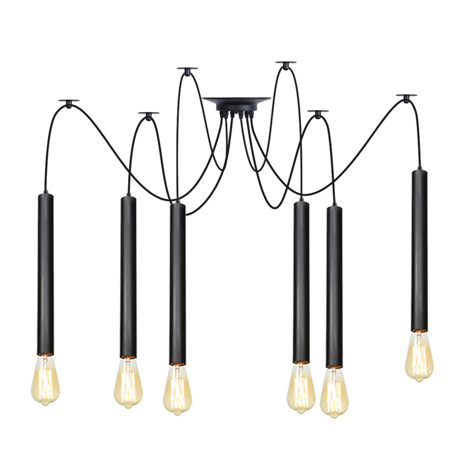 Lampe suspendue DIY en métal noir réglable pour salle à manger