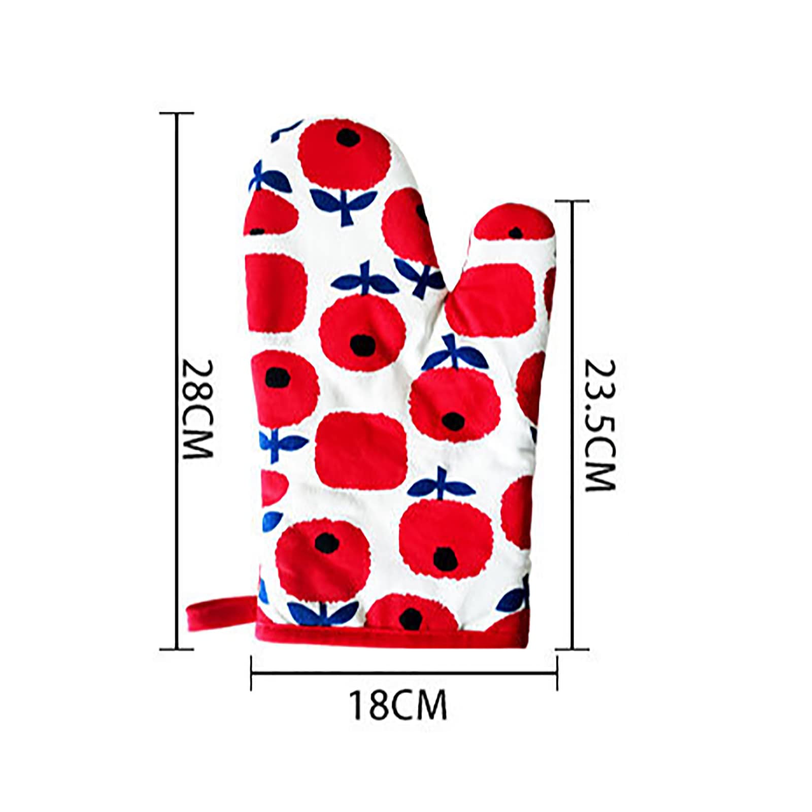 Guantes de horno para barbacoa, guantes de cocina para cocinar, hornear, parrilla, acolchado aislado, forma de ajuste natural, algodón, azul, 28 x 18 cm