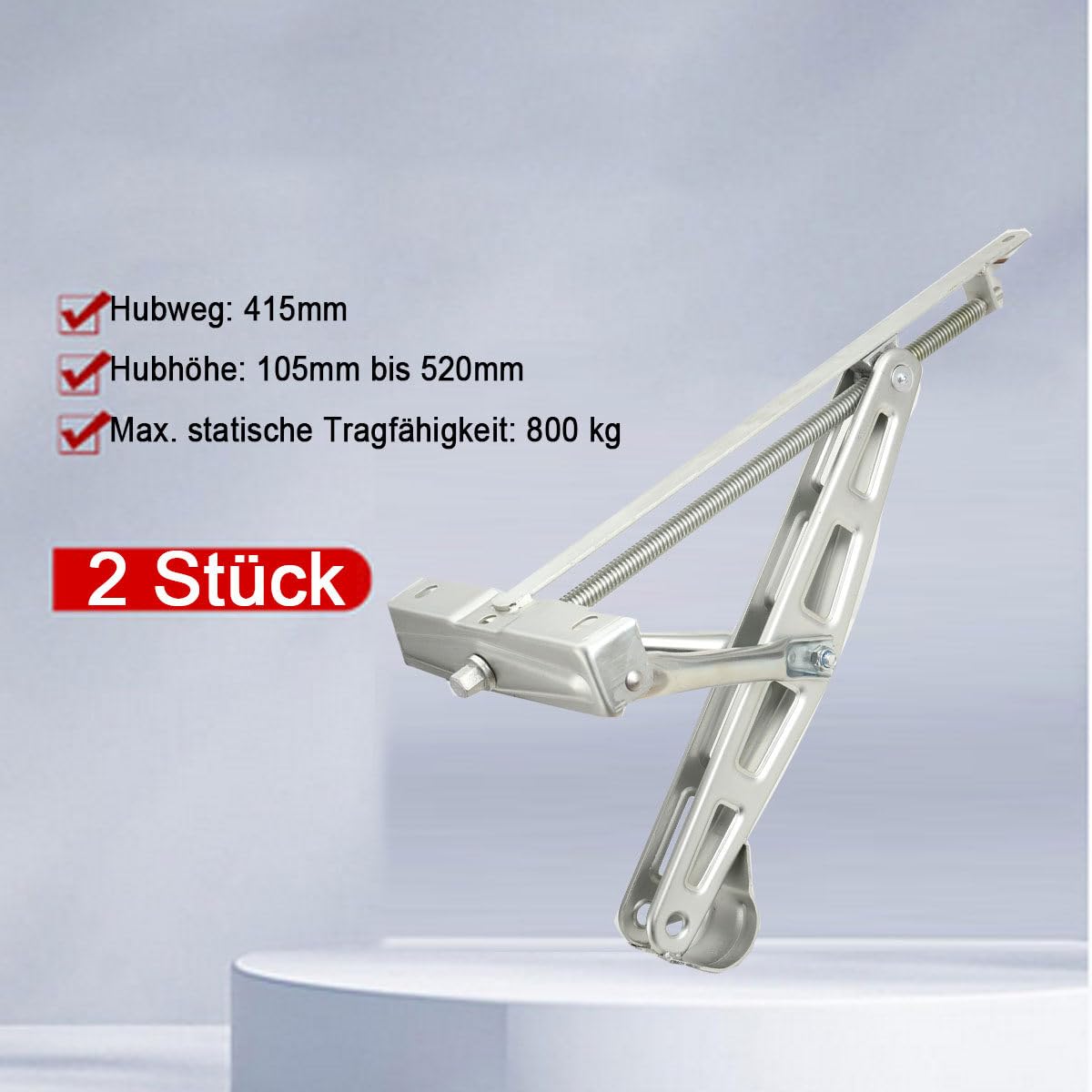 2er Set Wohnwagenstütze Ausdrehstütze Caravanstütze Kurbelstütze Universal Drehstützen für Wohnwagen 2 * 800 kg, Hubhöhe 105mm bis 520mm, Verzinkter Stahl