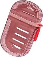 Saboneteira de viagem, saboneteira de viagem, saboneteira portátil com design à prova de vazamento de drenagem, para banheiro, albergue, caminhadas, acampamento, mantenha o sabão seco, rosa claro