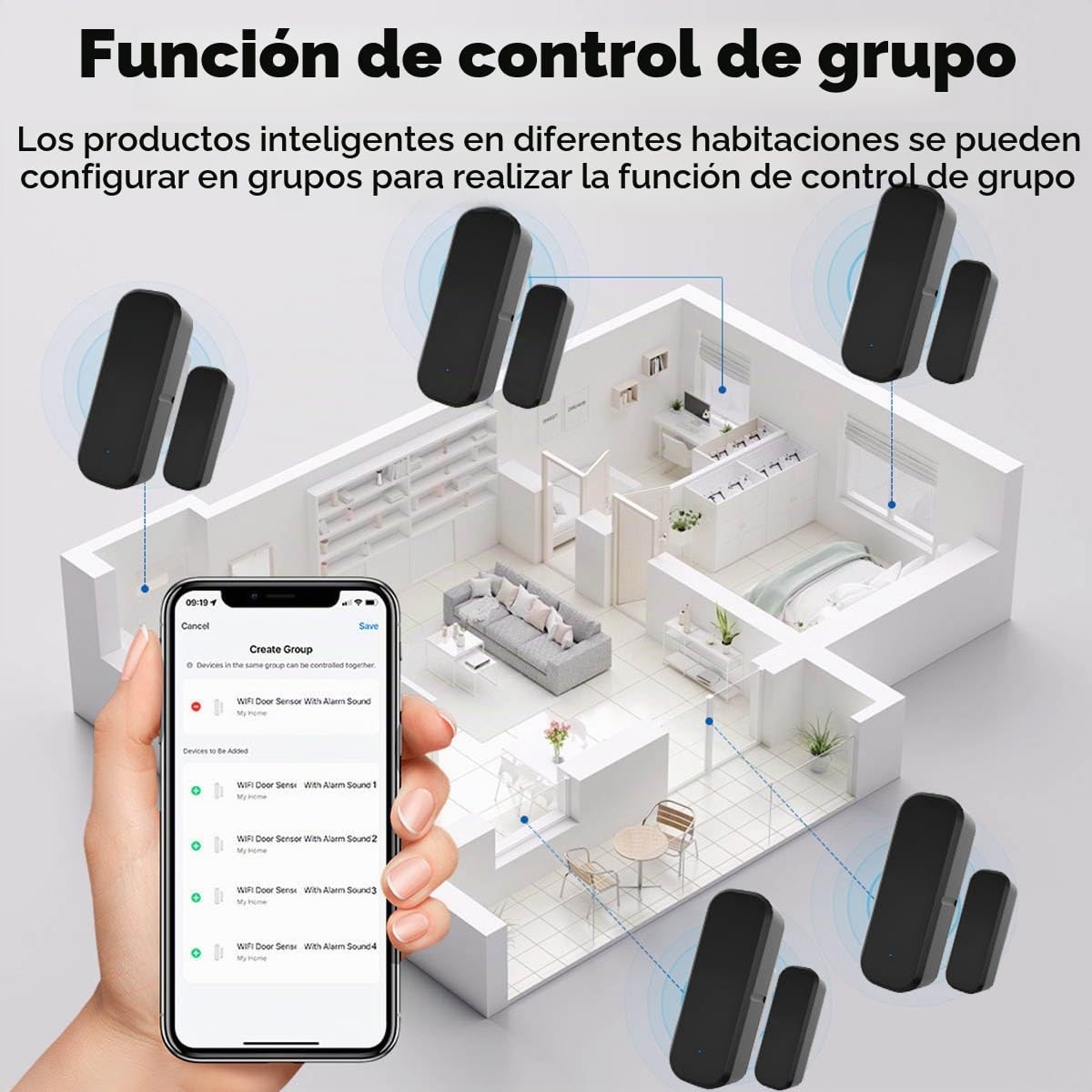 Juego de 3 sensores inteligentes para puertas y ventanas, sensor de puerta con WiFi, sensor de contacto para puertas y ventanas, con Alexa y Google Home