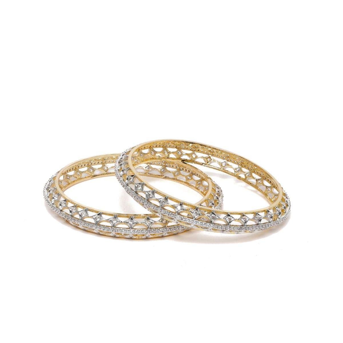 ACCESSHER Set Of 2 Gold-Plated White AD-Studded Handcrafted Bangles For Women & Girls (B09139MZFP) Amazon Price History, Amazon Price Tracker