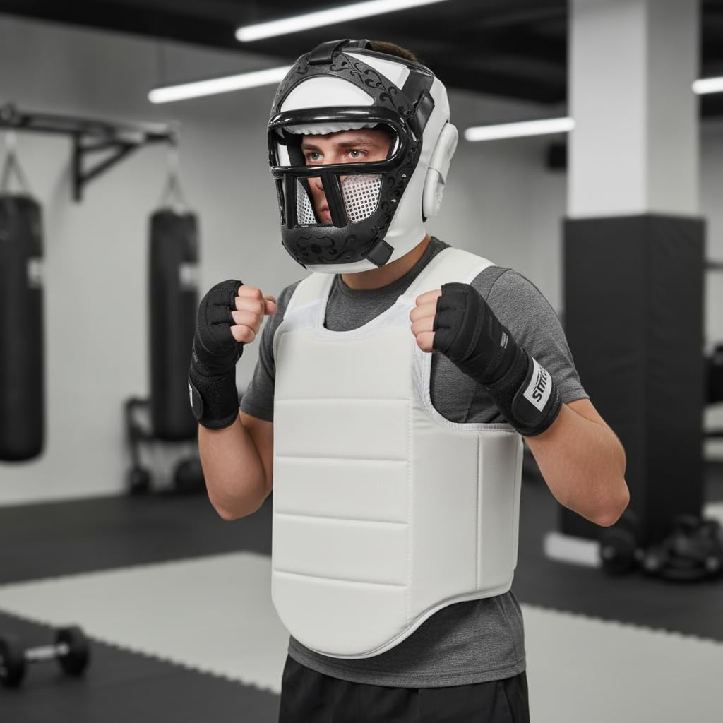 Gralara Protezione per Il Petto, Protezione per Le Costole, Taekwondo, Muay Thai, XS, Gabbia per La Testa, Imbottita, Arti Marziali, Regolabile, Coppia