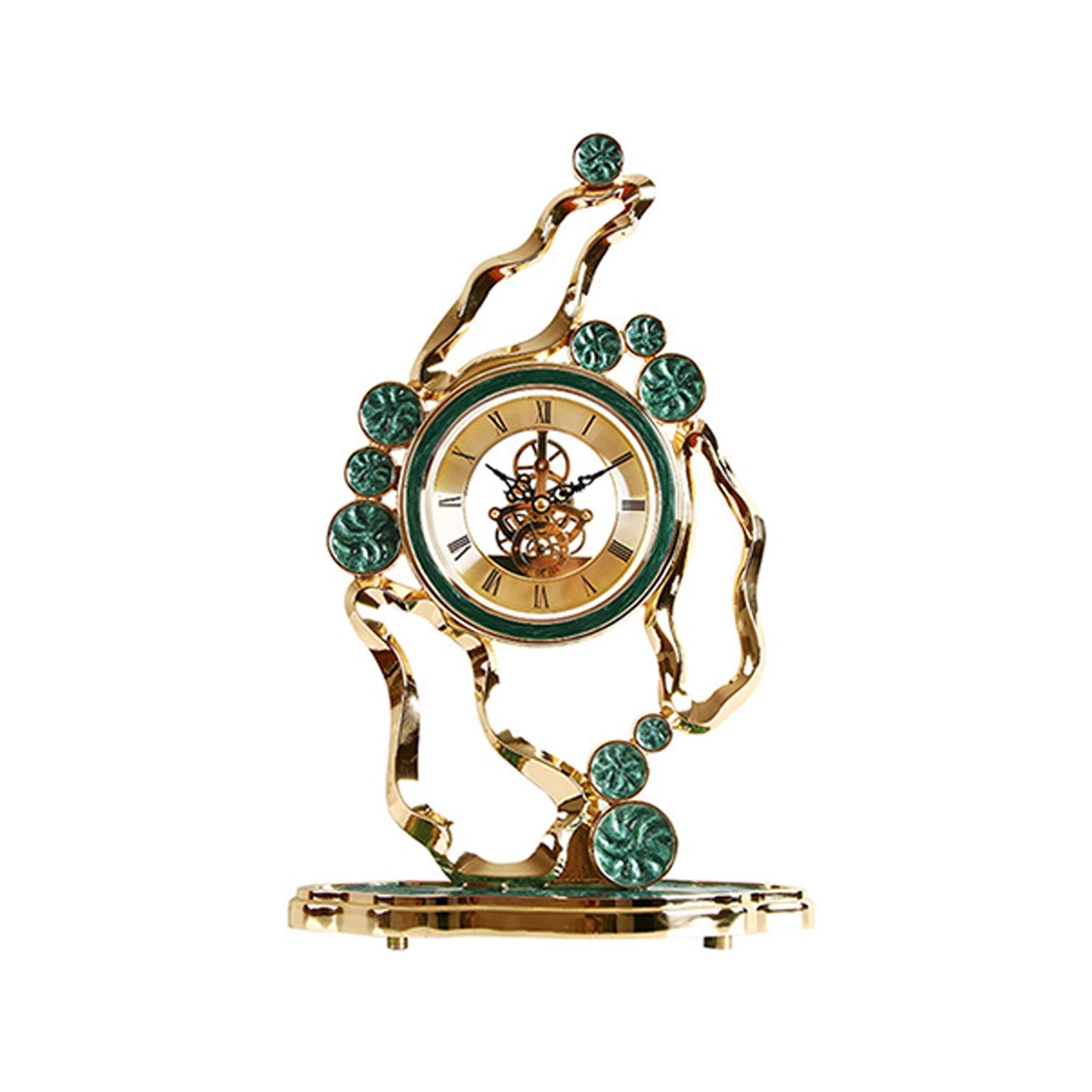 S5b8W3g7 Mantel Clocks Household Creative Table Clock Vintage Silent Desk Pendant For Bedroom Living Room Office Decorate(Green)