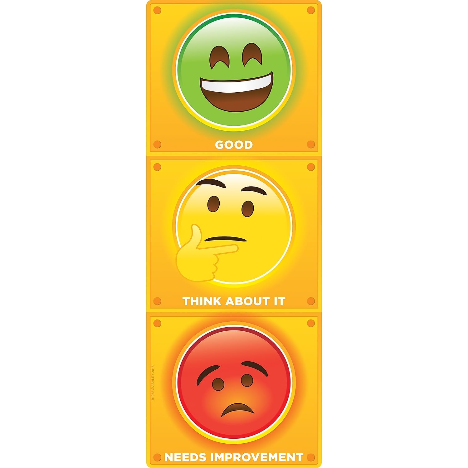 Ashley Productions ASH91952 Smart Poly™ Clip Chart, Stop Light Behavior, Polypropylene (PP)/Steel, 9" x 24"