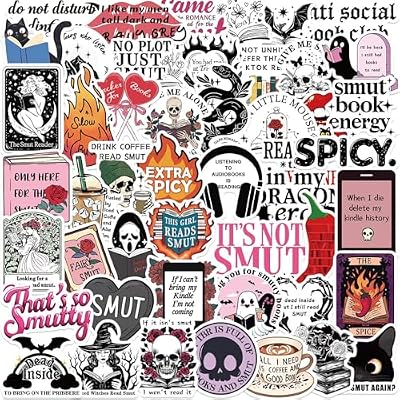 50PCS Smutty Book Stickers For Kindle Adult,Bookish Smut Reading Booktok Dark Romance Case Journal Water Bottle Sticker Spicy Lover Gift Funny Aesthetic Pink Laptop Phone Decal Decor (Book)