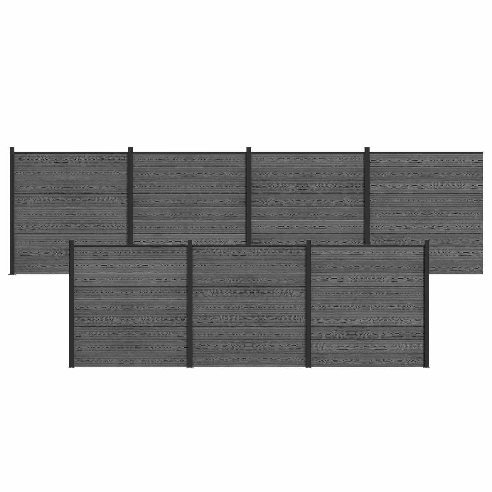 Vidaxl Grey (Grey Chiné 14) Fence Panel 7Pcs Wpc And Aluminium Grey