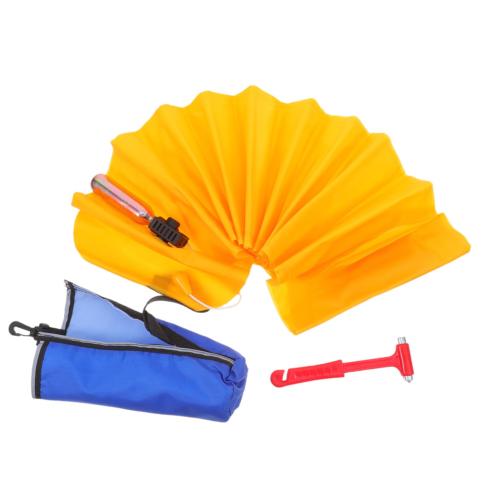 Supvox 3 Stück Manueller Aufblasbarer Rettungsring Blau, Wasser-Rettungsboje mit Wurfseil und Notfallhammer (Zufällige Farbe), Tragbare Sicherheitsboje für Pools und Wassersport