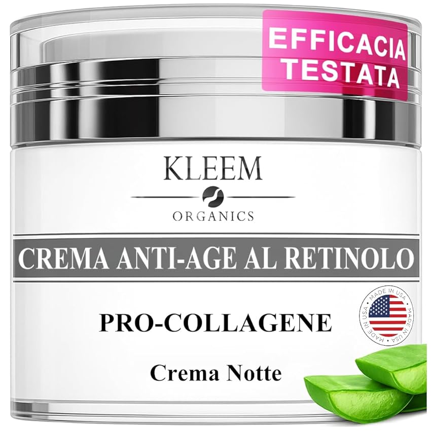 Crema Viso Antirughe Acido ialuronico con Retinolo e Collagene - Eletta Miglior Crema Antirughe Donna e Uomo per Rughe, Macchie Scure e Linee Sottili - 50ml