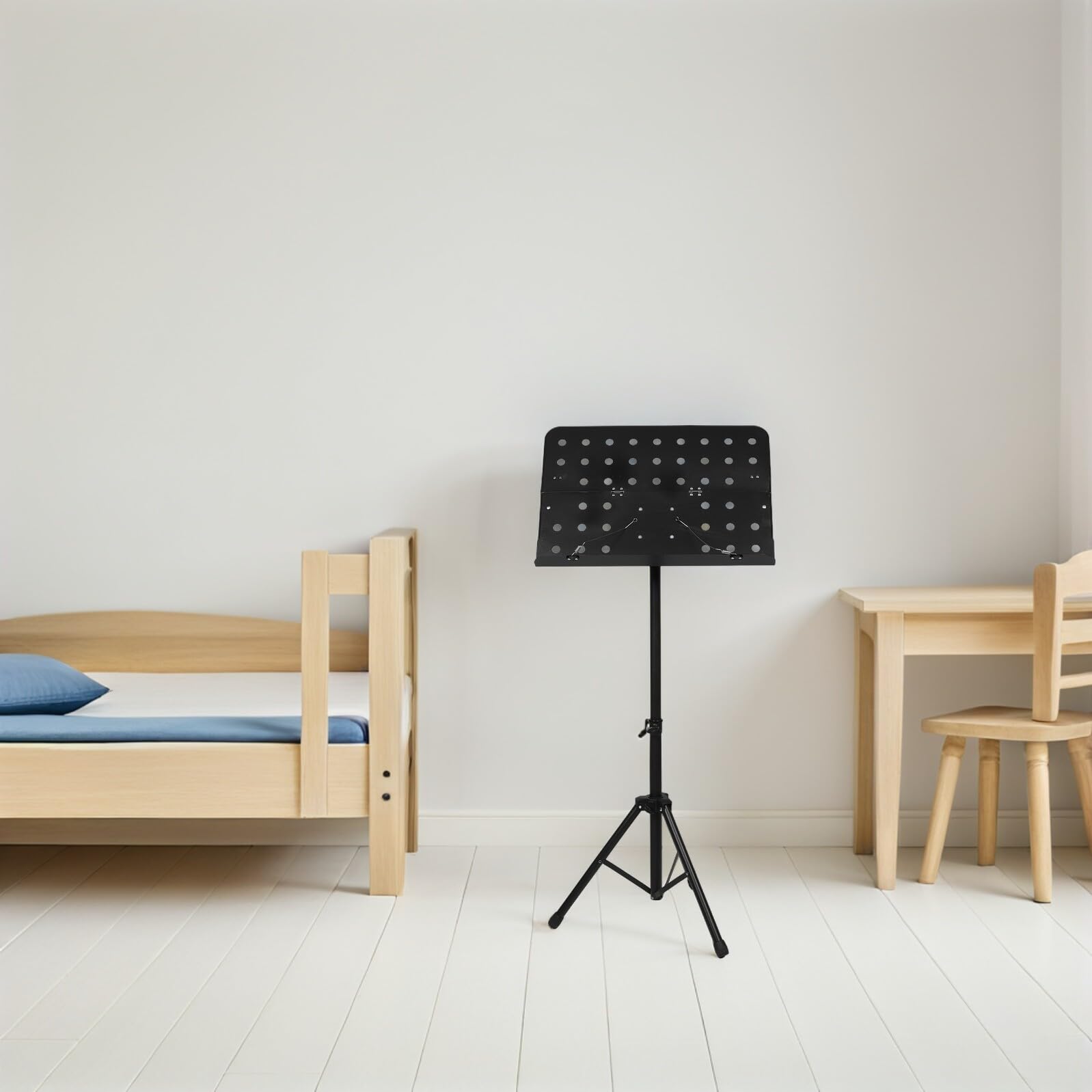 Faltbarer Notenständer Schwarz Höhenverstellbar Tragbar für Musiker | Kunststoff und Eisen, für Gitarre, Reisen und Übungsorte, Elegantes Design mit Professioneller Optik