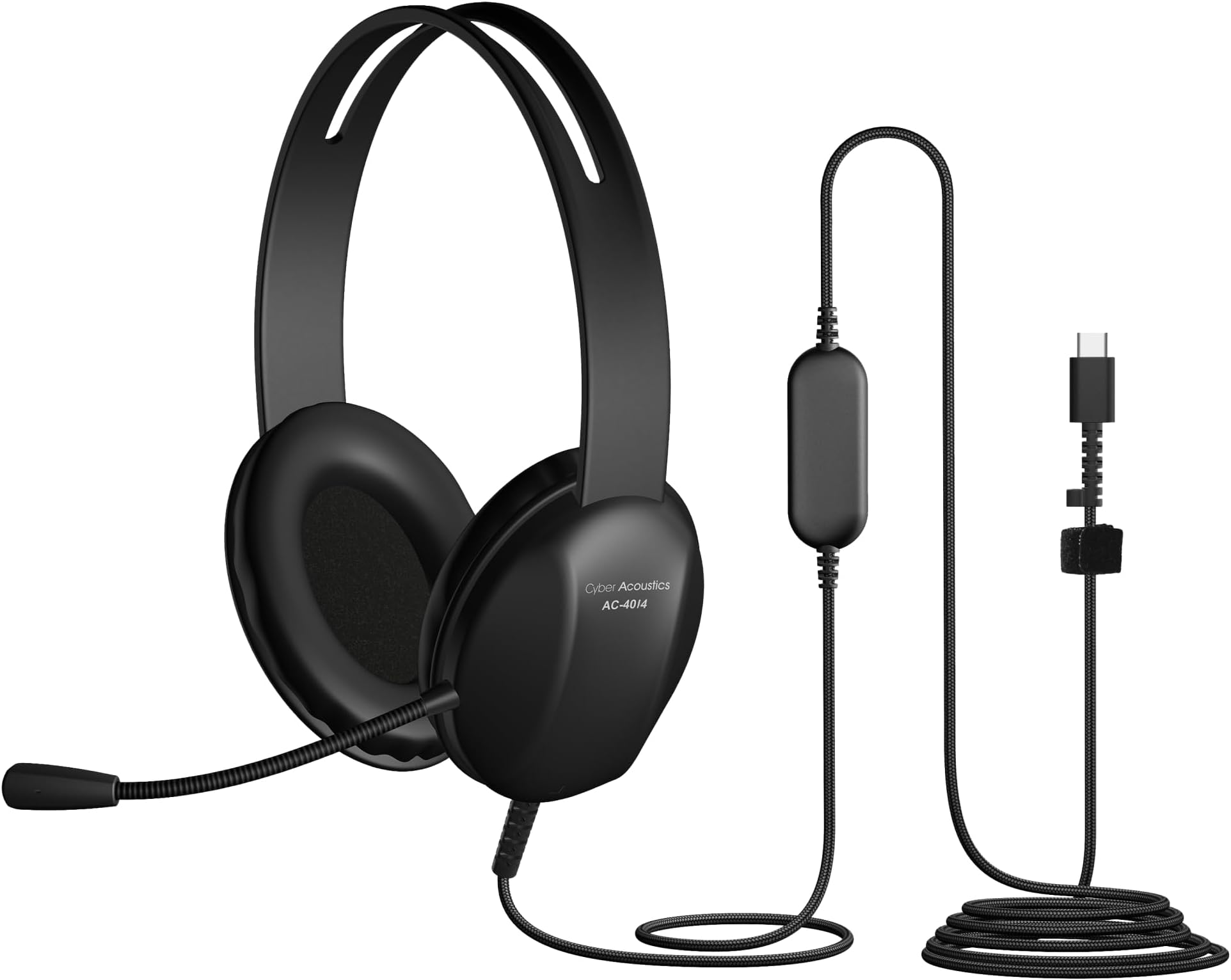 Cyber Acoustics USB-C (AC-4014) Computer Headset with Microphone, Wired Headset with Noise Cancelling Mic for PC, Laptop, Office & Work from Home, Durable Classroom Design