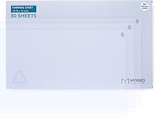 MY YARD Transparent PET Sheet 19.75 x 12 inch – Material for Desktop Vacuum Forming Machine – Perfect for Chocolate Molds, Packaging, Toy Shells, Trays, Food Containers & More - 0.02 inch - 30 Sheets