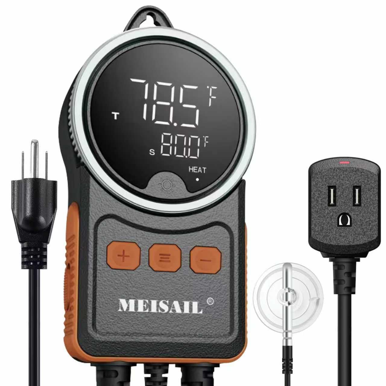 Temperature Controller, for Aquaculture or Plant Seedling, Pet Temperature Controller, Reptile Thermostat, with Overheat Protection and Dualensor Smart Protection