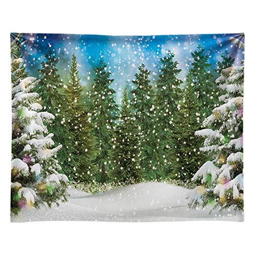 Funnytree 10x8FT Durable Fabric Soft Winter Pine Tree Forest Photography Backdrop Snowy Christmas Background Xmas Party Wall Decoration Supplies Photo Booth Washable