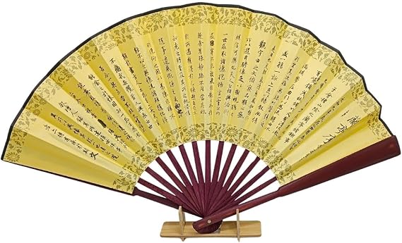 Çin Bambu Keten Kumaş Yelpaze CK03 Büyük Boy 60cm No.3