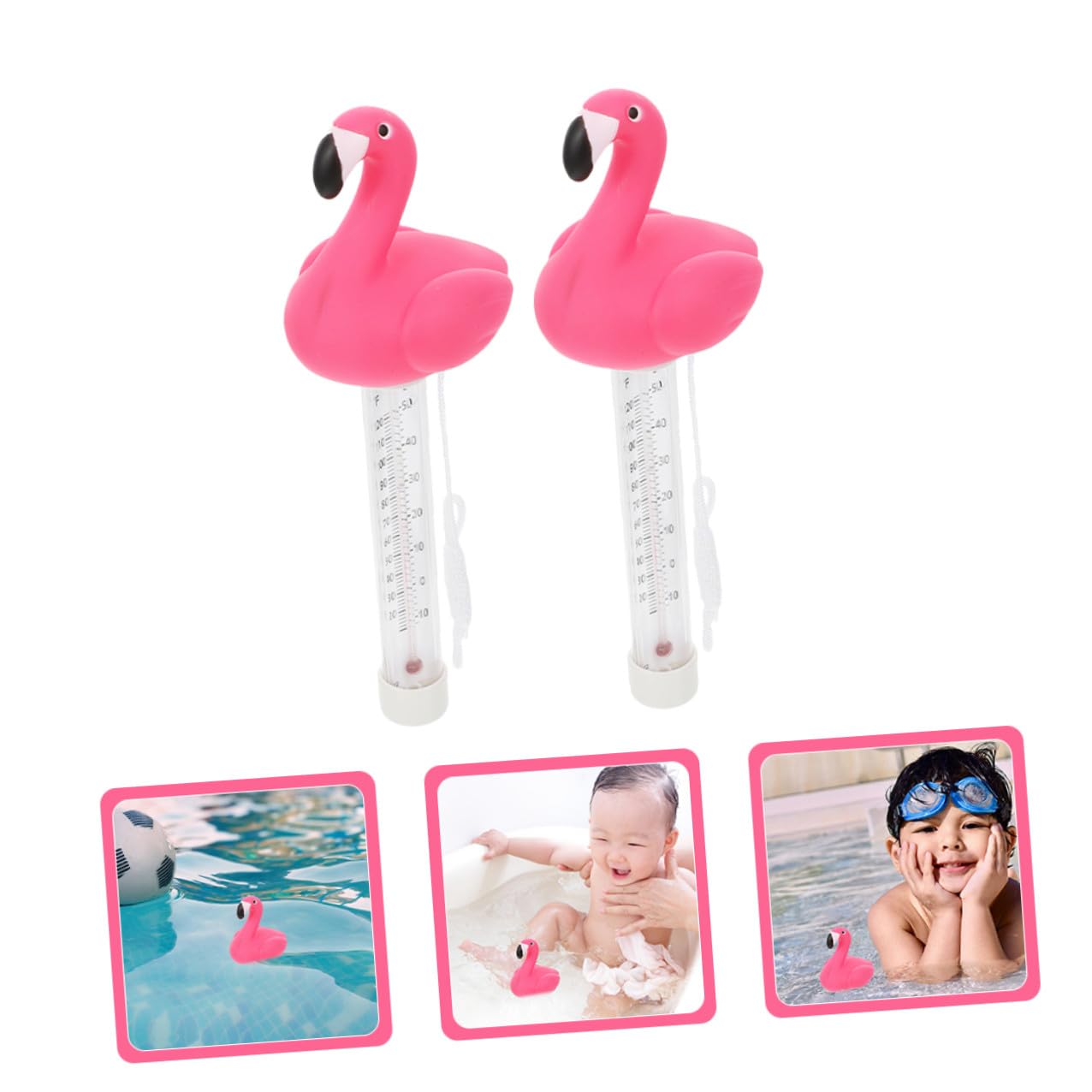 Floating Pool Thermometer 2pcs Flamingo Shape Water Temperature Measuring Tool for Indoor Outdoor Spa Hot Tub Bath Use