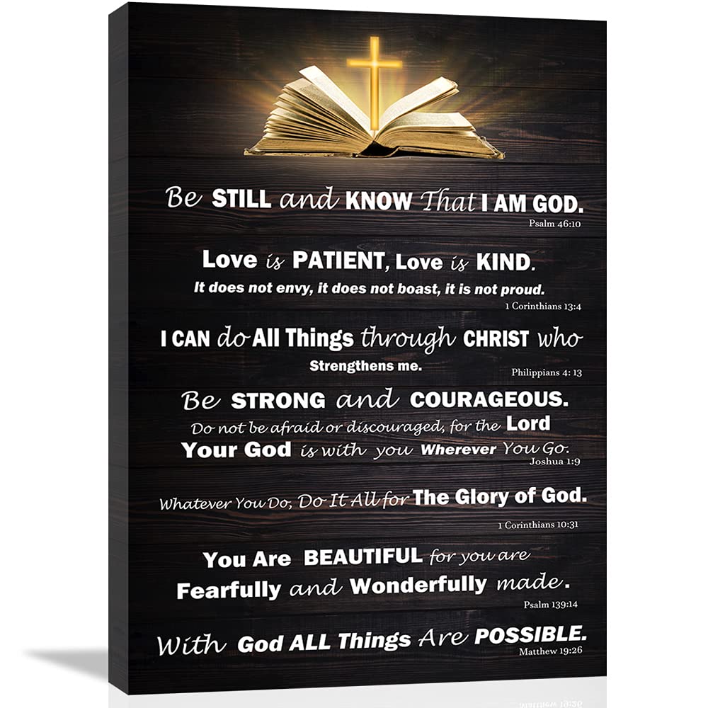 Christian Wall Art Decor Inspirational Bible Verses Poster Scripture Wall Art for Living Room Bedroom Bathroom Kitchen Décor Framed Wall Art Black and