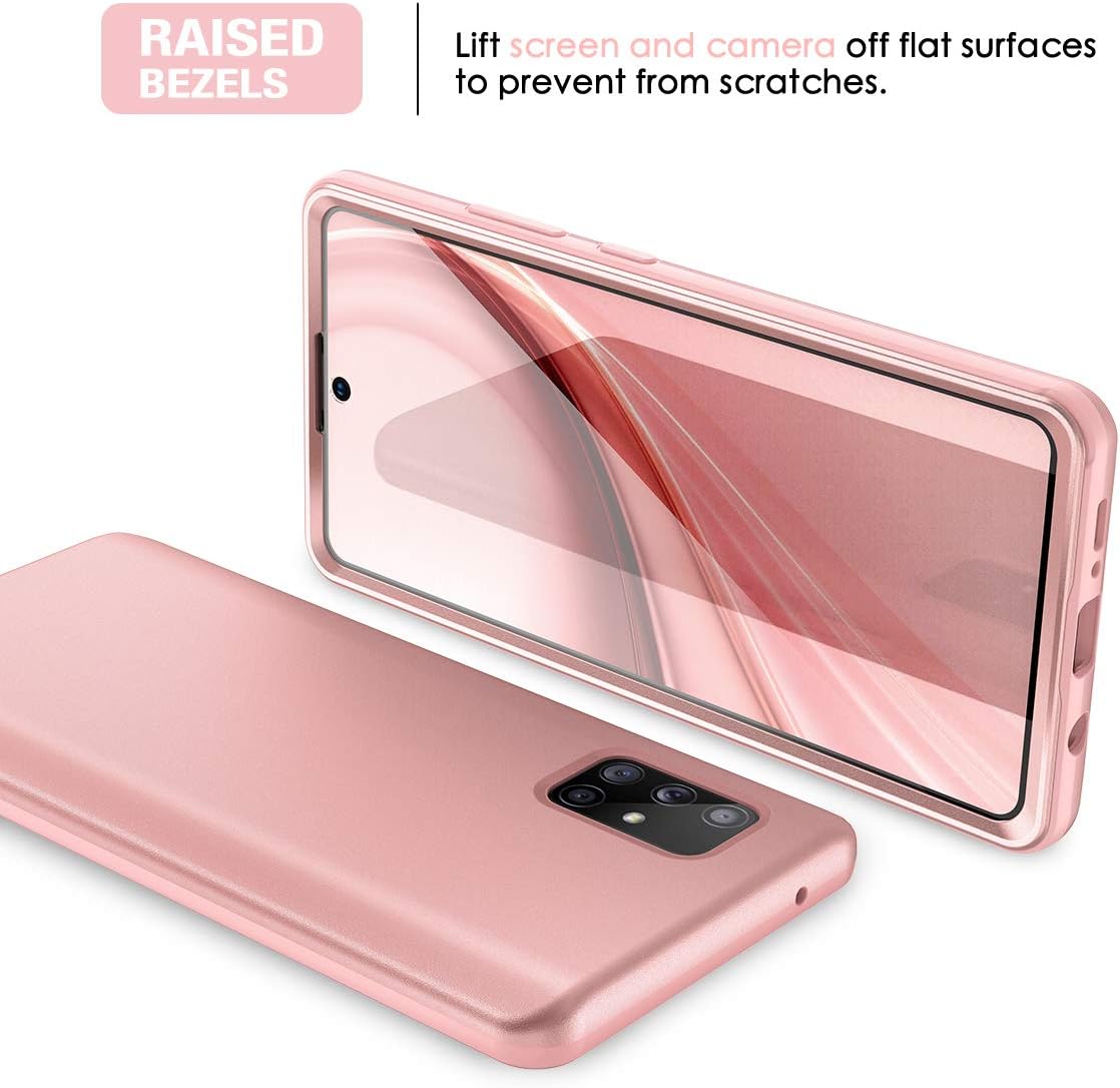 SURITCH for Samsung A71 5G Case [Not Fit A71 5G UW] [Not Fit A71 4G Version], [Built-in Screen Protector] Full Body Protection Shockproof Protective Cover for Samsung Galaxy A71 5G 6.7 inch-Rose Gold