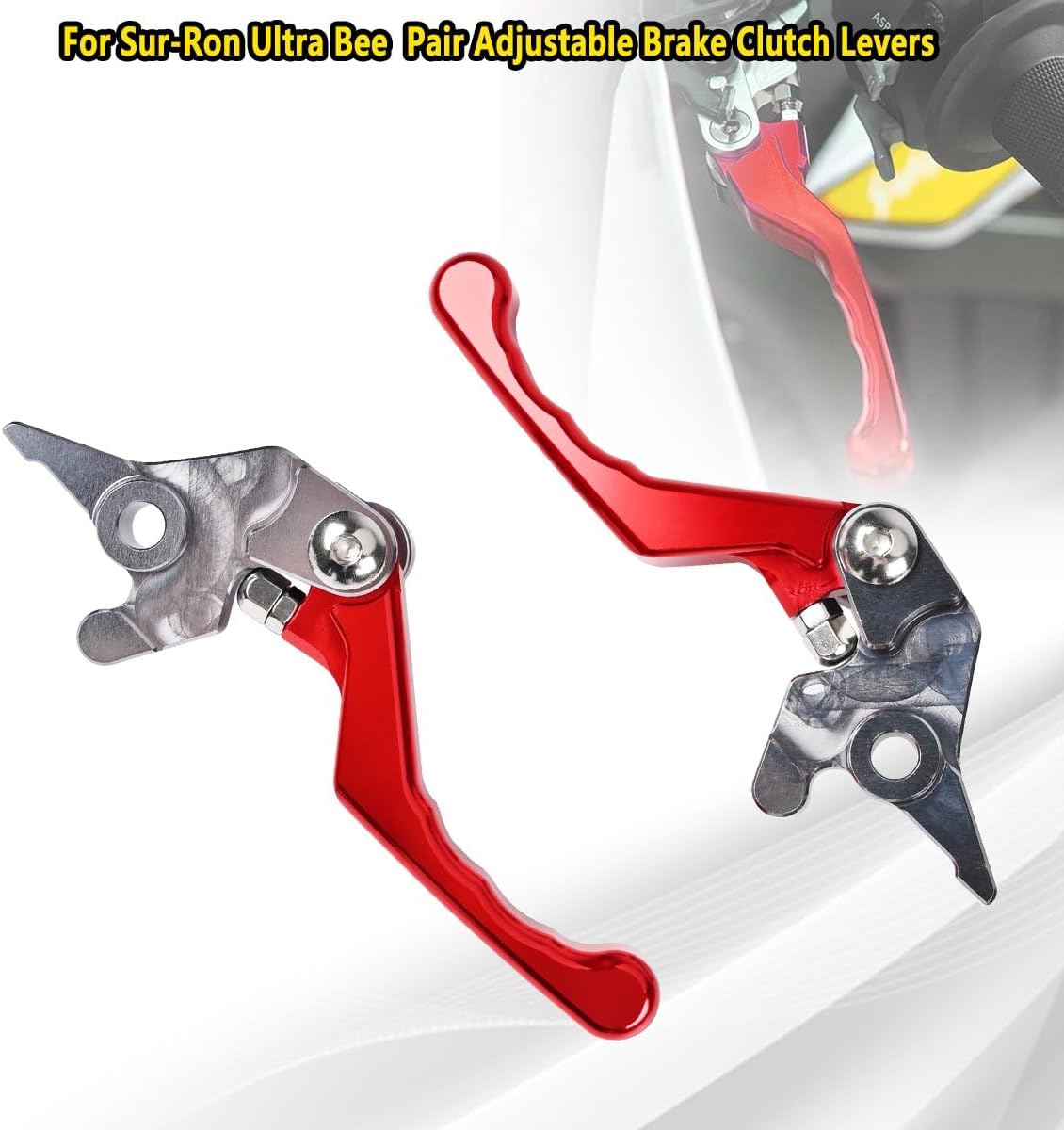 2Pcs Clutch Lever for Sur-Ron Ultra Bee 2022-2024, Dirt Bike Billet Aluminum Folding Left & Right Adjustable Pivot Brake Lever Hand Lever Parts (Red)