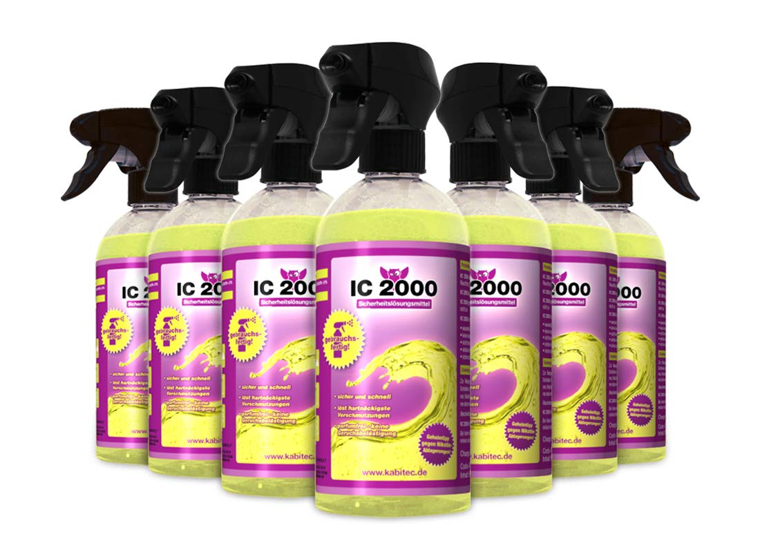 IC 2000 Sicherheitslösungsmittel ohne Duftstoffe Set - 7x 500 ml, gebrauchsfertig im hochwertigen Handsprühgerät ¦ Universal-Reiniger in Profi-Qualität, Nikotinentferner Industriereiniger
